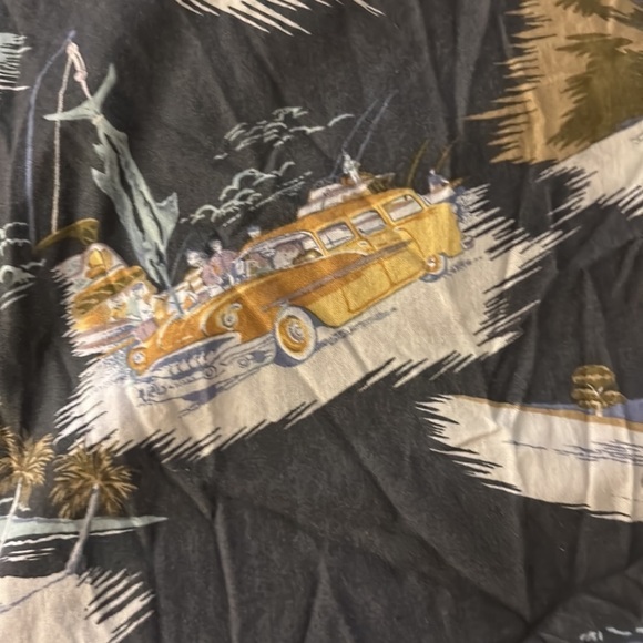 Reyn Spooner Shirt Mens Medium Gray Car‎ Cars Button Up Hawaiian Camp Popover - Picture 6 of 8